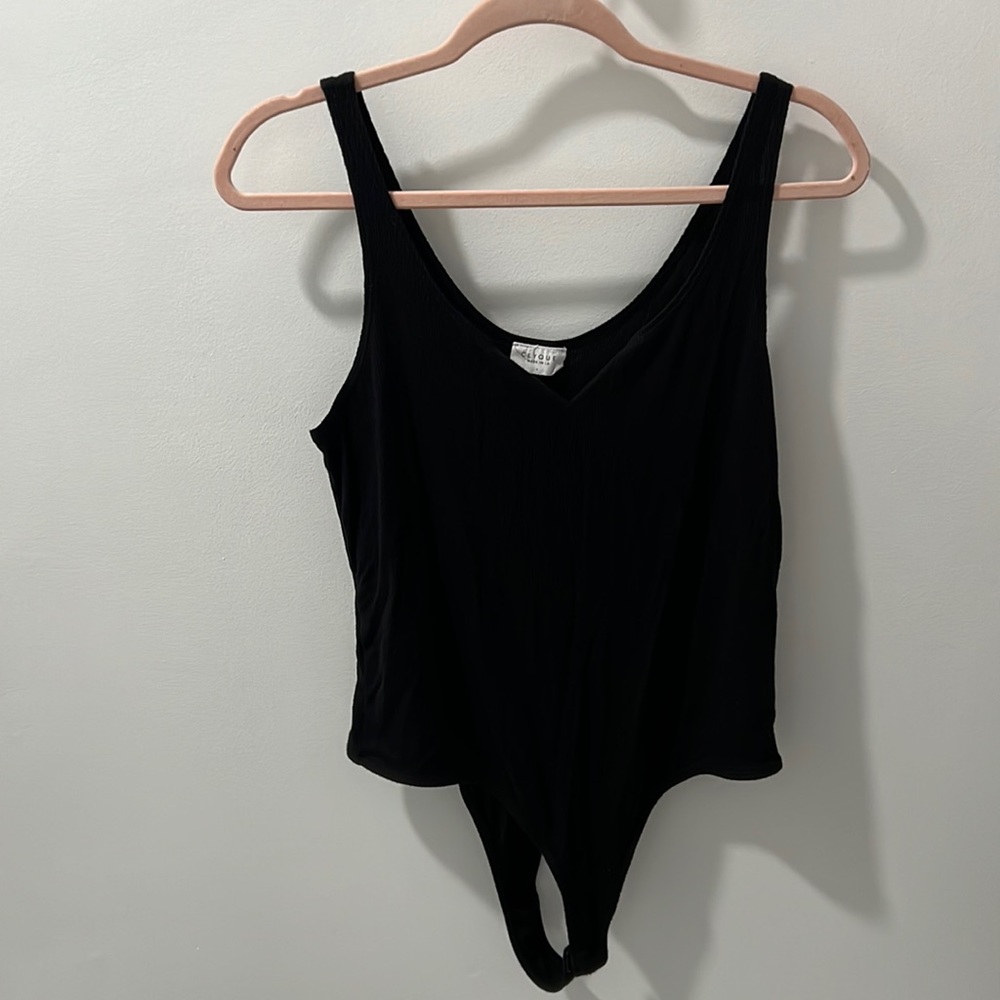 Black V Neck Bodysuit CLYQUE SIZE L